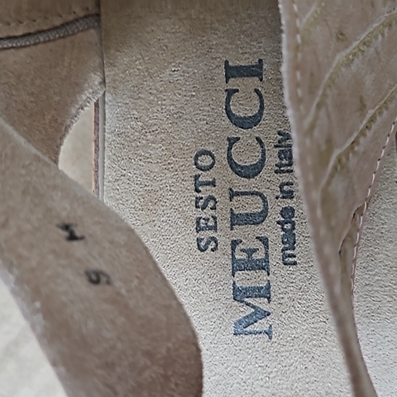 Sesto Meucci Sabita metalluc shimmery tan/gold sandals-9 - Picture 7 of 10